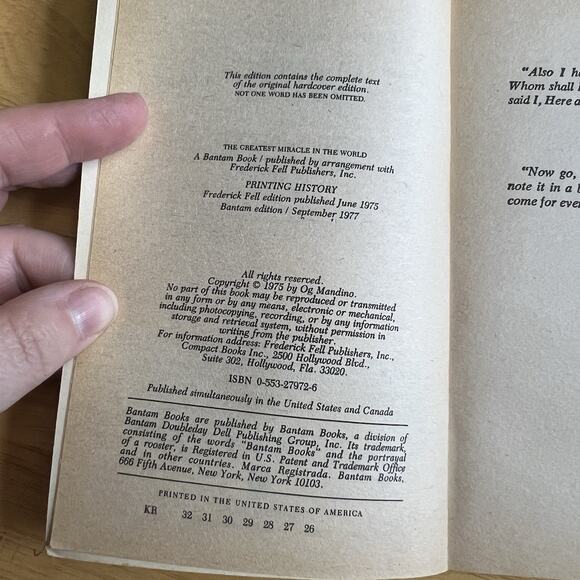 The Greatest Miracle in the World By Og Mandino Vintage 1977 Paperback - Picture 4 of 7